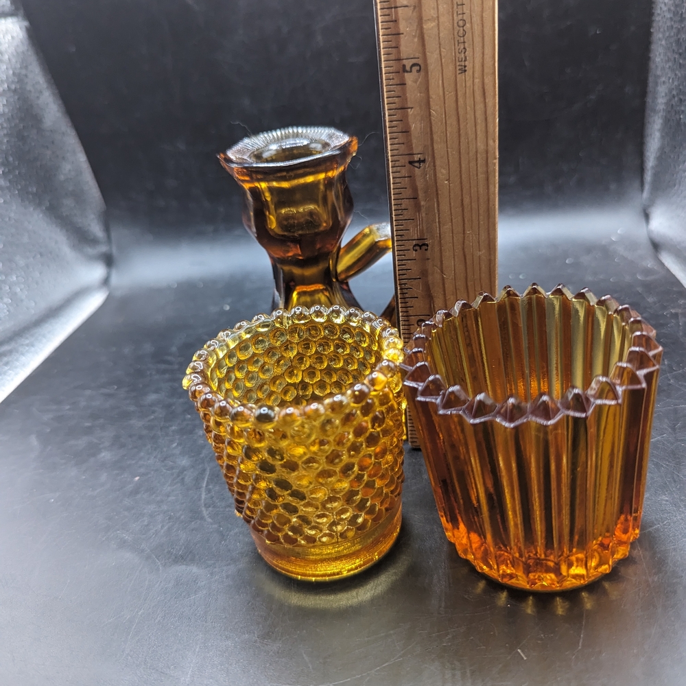 Vintage Amber Glass Candle Holders Set - Picture 9 of 10